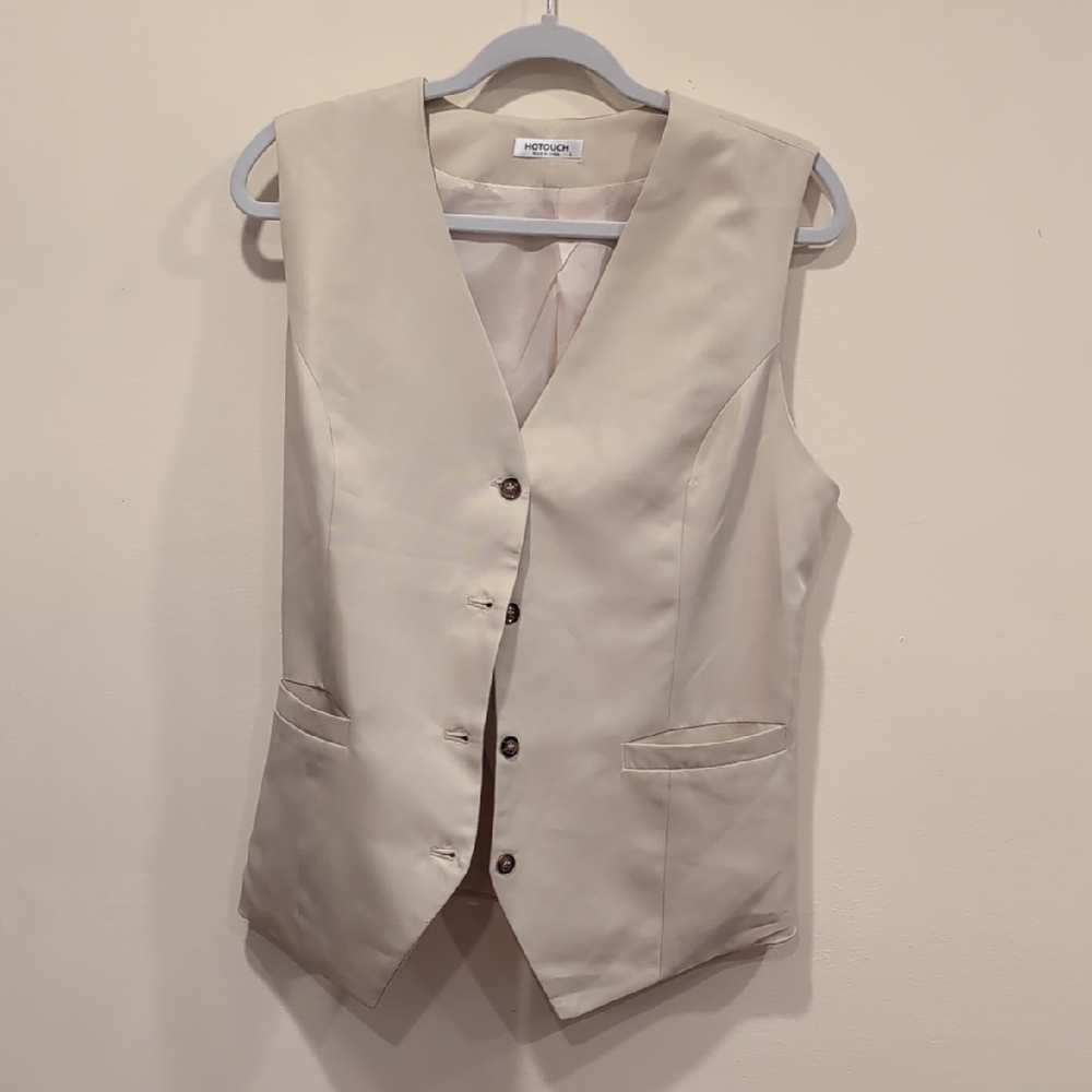 Cream Classic Vest with Structured Fabric